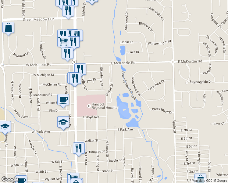 map of restaurants, bars, coffee shops, grocery stores, and more near 977 Kirkpatrick Place in Greenfield