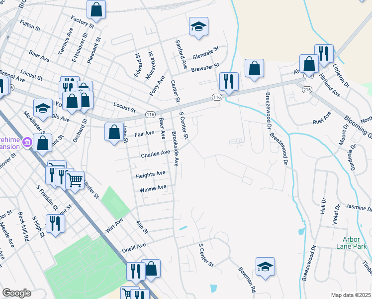 map of restaurants, bars, coffee shops, grocery stores, and more near 415 Charles Avenue in Hanover