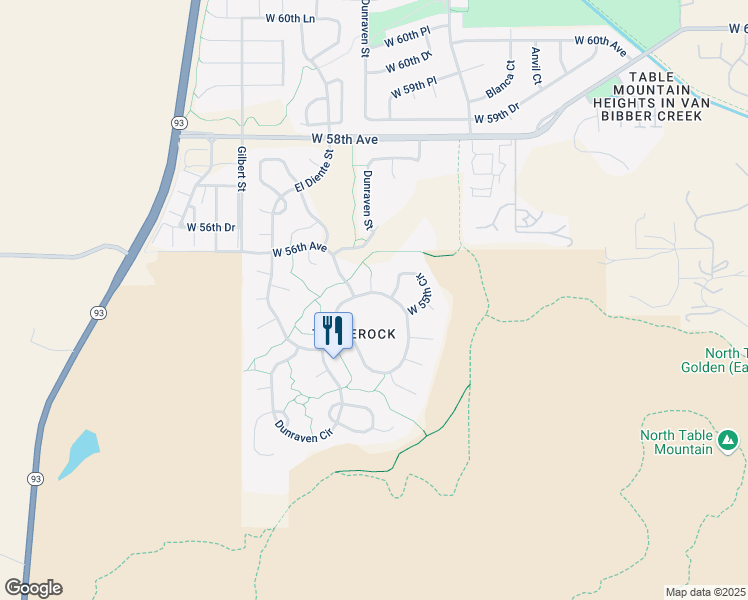 map of restaurants, bars, coffee shops, grocery stores, and more near 5543 Devil's Head Circle in Golden