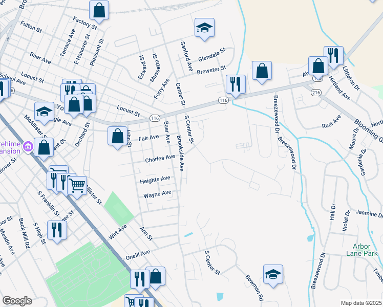 map of restaurants, bars, coffee shops, grocery stores, and more near 415 Charles Avenue in Hanover