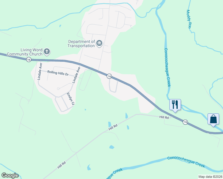 map of restaurants, bars, coffee shops, grocery stores, and more near 3405 Westview Circle in Greencastle