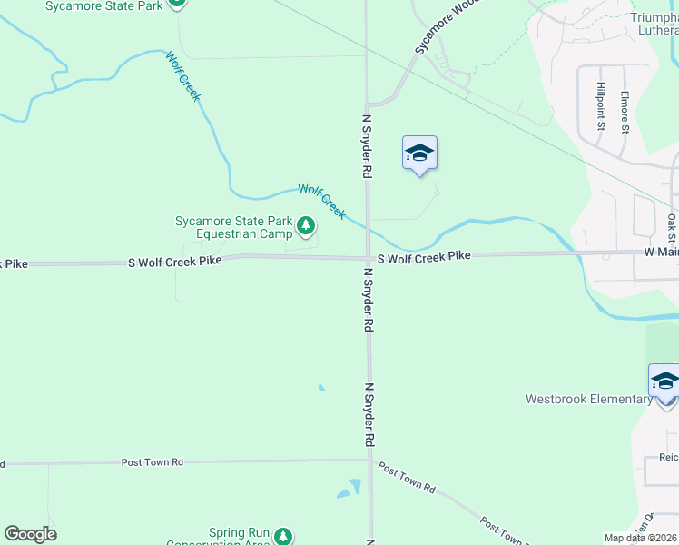 map of restaurants, bars, coffee shops, grocery stores, and more near 8080 South Wolf Creek Pike in Dayton