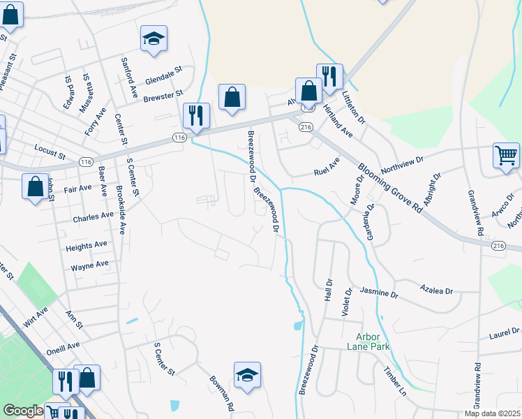 map of restaurants, bars, coffee shops, grocery stores, and more near 151 Breezewood Drive in Hanover
