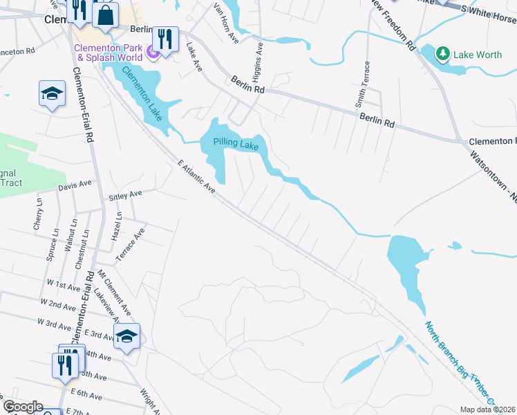 map of restaurants, bars, coffee shops, grocery stores, and more near 60 Palethorpe Avenue in Clementon