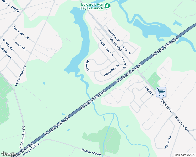 map of restaurants, bars, coffee shops, grocery stores, and more near 165 Sunset Drive in East Greenwich Township