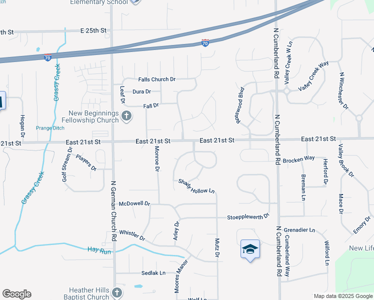 map of restaurants, bars, coffee shops, grocery stores, and more near 2044 Sweet Blossom Lane in Indianapolis