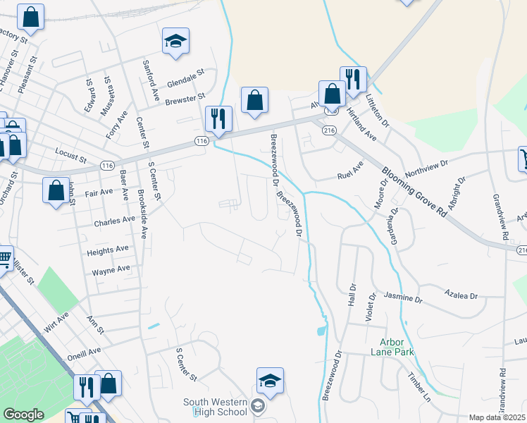 map of restaurants, bars, coffee shops, grocery stores, and more near 16 Meadowview Drive in Hanover