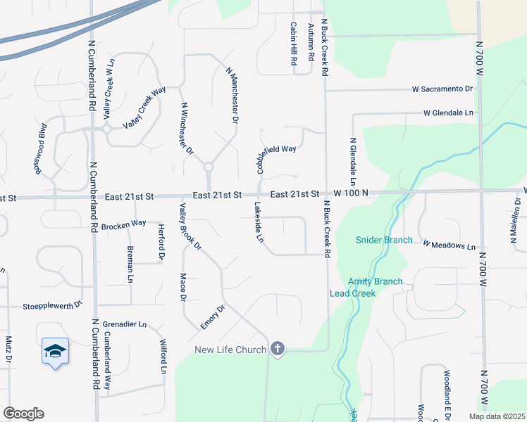 map of restaurants, bars, coffee shops, grocery stores, and more near 2025 Lakeside Lane in Indianapolis