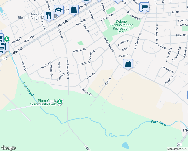 map of restaurants, bars, coffee shops, grocery stores, and more near 81 Lynx Drive in Hanover