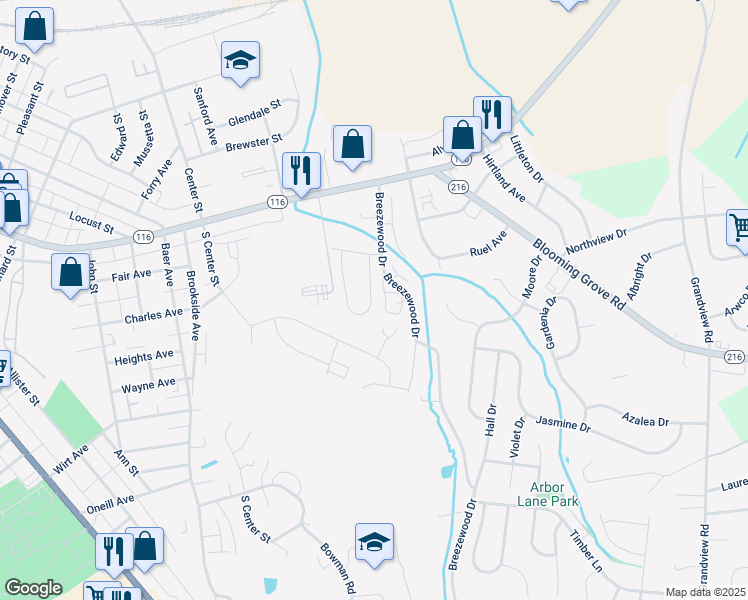 map of restaurants, bars, coffee shops, grocery stores, and more near 33 Meadowview Drive in Hanover