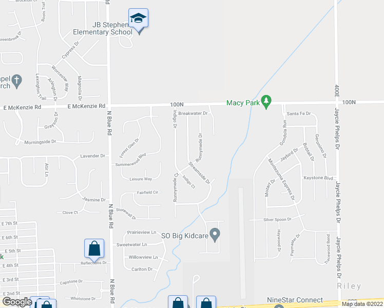 map of restaurants, bars, coffee shops, grocery stores, and more near 843 Streamside Drive in Greenfield