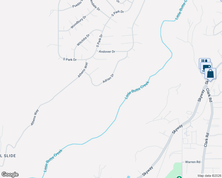 map of restaurants, bars, coffee shops, grocery stores, and more near 13440 Adrian Drive in Magalia
