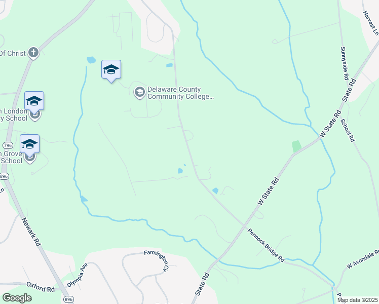 map of restaurants, bars, coffee shops, grocery stores, and more near 409 Pennock Bridge Road in West Grove