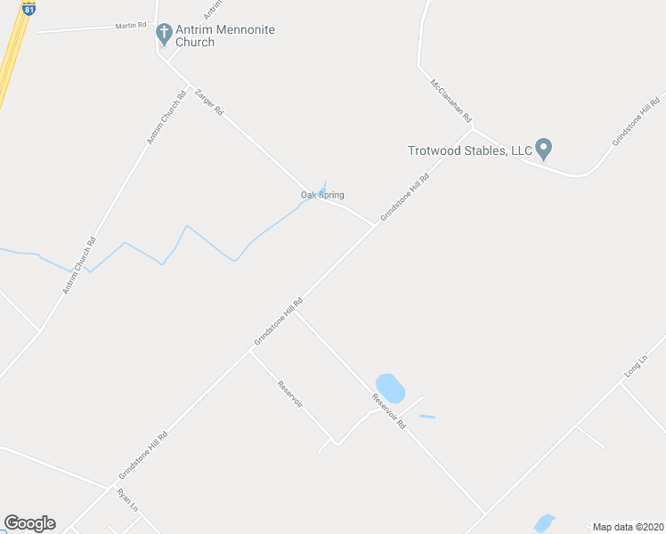map of restaurants, bars, coffee shops, grocery stores, and more near Grindstone Hill Road in Greencastle