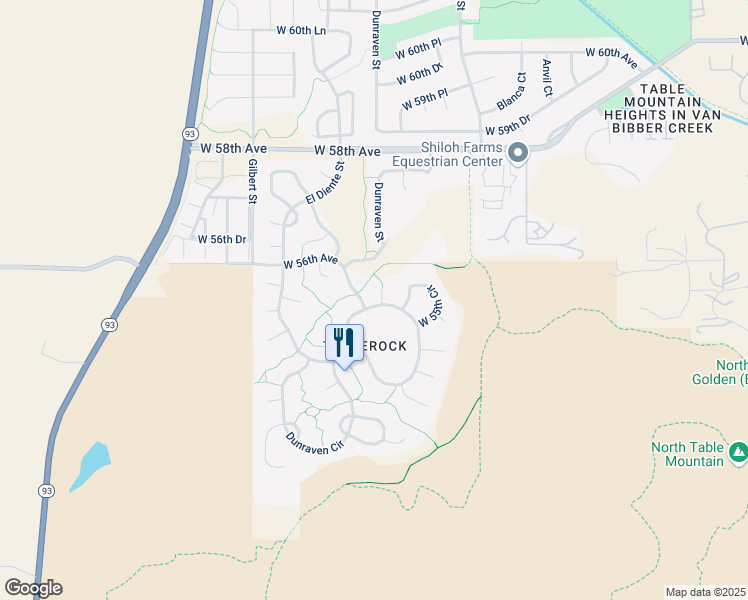 map of restaurants, bars, coffee shops, grocery stores, and more near 5543 Devil's Head Circle in Golden