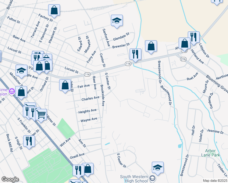 map of restaurants, bars, coffee shops, grocery stores, and more near 501 Charles Avenue in Hanover