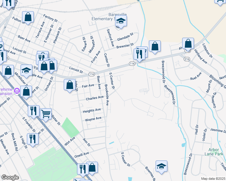 map of restaurants, bars, coffee shops, grocery stores, and more near 522 Charles Avenue in Hanover