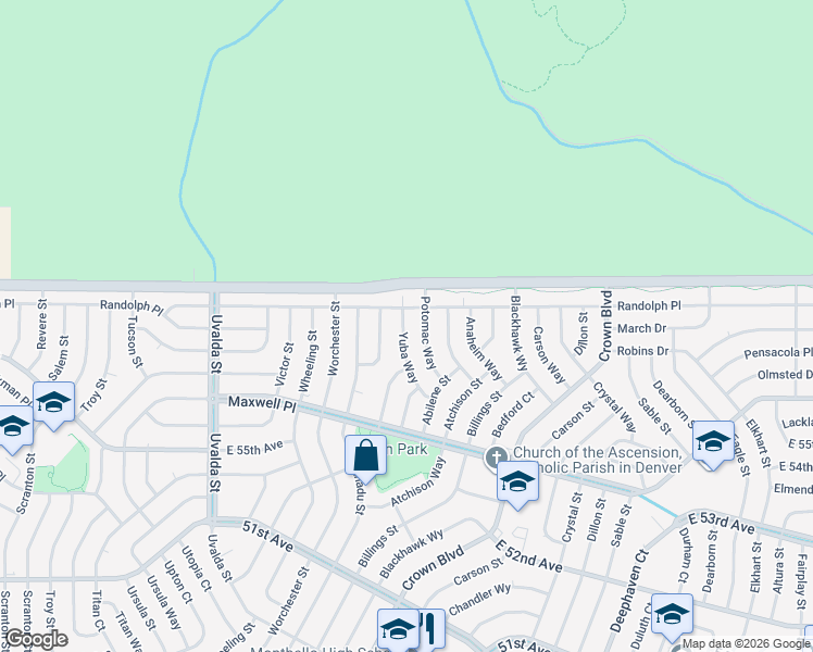 map of restaurants, bars, coffee shops, grocery stores, and more near 5562 Yuba Way in Denver