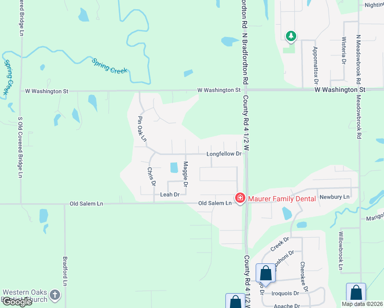 map of restaurants, bars, coffee shops, grocery stores, and more near Longfellow Drive in Springfield