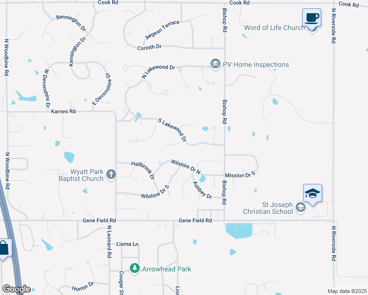 map of restaurants, bars, coffee shops, grocery stores, and more near 4803 Wilshire Drive North in Saint Joseph