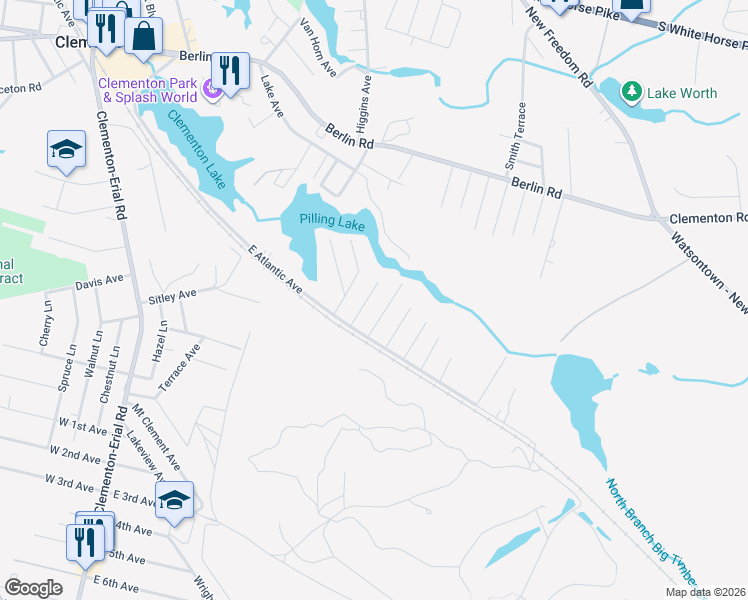 map of restaurants, bars, coffee shops, grocery stores, and more near 60 Palethorpe Avenue in Clementon