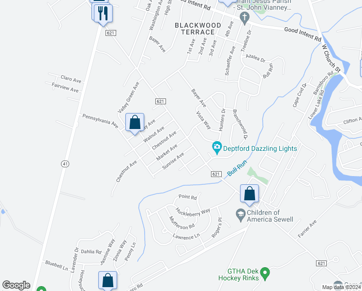map of restaurants, bars, coffee shops, grocery stores, and more near 804 Market Avenue in Deptford