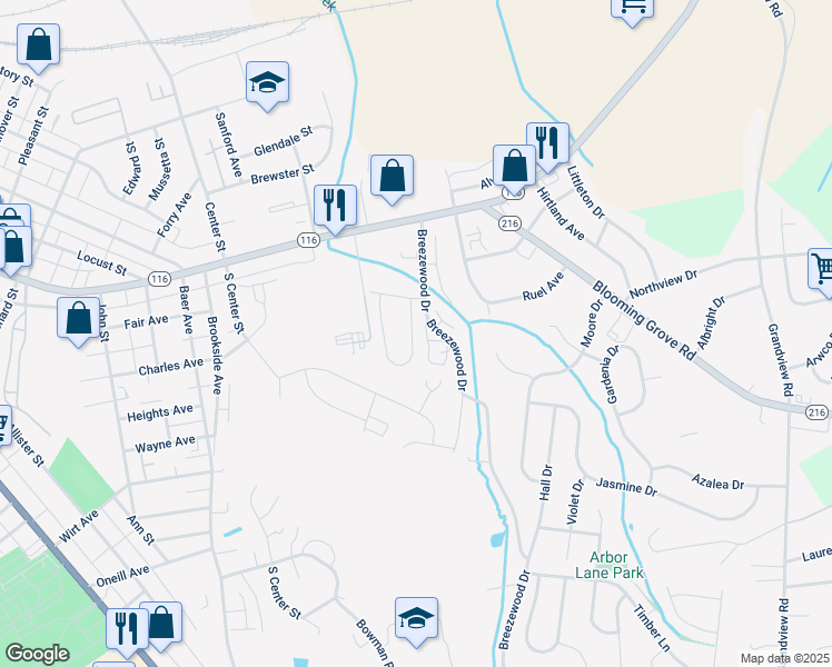 map of restaurants, bars, coffee shops, grocery stores, and more near 23 Meadowview Drive in Hanover