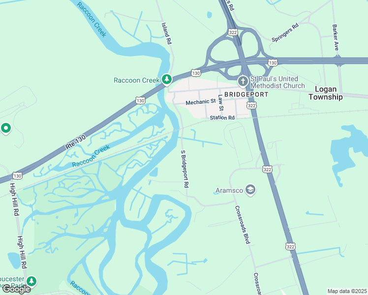 map of restaurants, bars, coffee shops, grocery stores, and more near 62 South Bridgeport Road in Logan Township