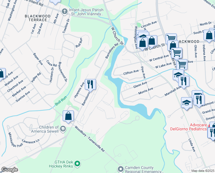 map of restaurants, bars, coffee shops, grocery stores, and more near 2049 Barnsboro Road in Washington Township