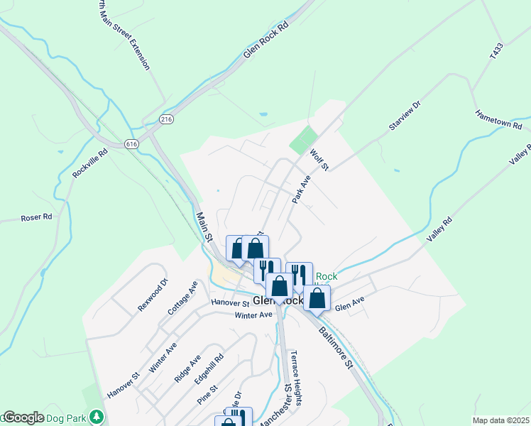map of restaurants, bars, coffee shops, grocery stores, and more near 126 Church Street in Glen Rock