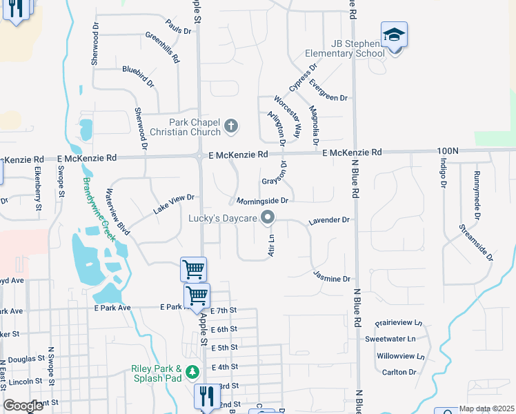 map of restaurants, bars, coffee shops, grocery stores, and more near 1191 Morningside Drive in Greenfield