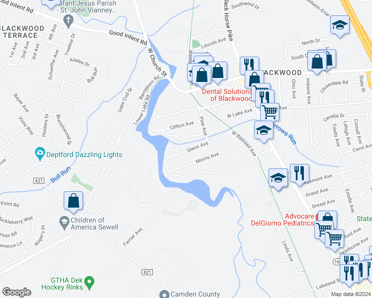 map of restaurants, bars, coffee shops, grocery stores, and more near 229 Glenn Avenue in Gloucester Township