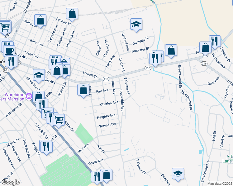 map of restaurants, bars, coffee shops, grocery stores, and more near 303 Fair Avenue in Hanover