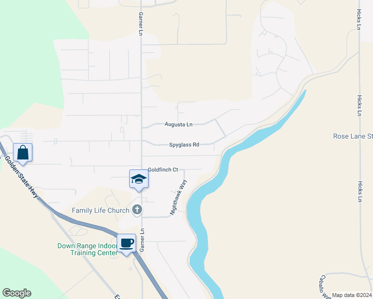 map of restaurants, bars, coffee shops, grocery stores, and more near 4115 Spyglass Road in Chico