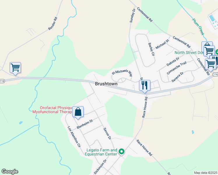 map of restaurants, bars, coffee shops, grocery stores, and more near 5575 Hanover Road in Hanover