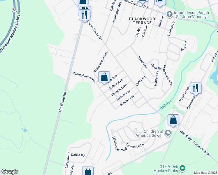 map of restaurants, bars, coffee shops, grocery stores, and more near 841 Walnut Avenue in Deptford Township