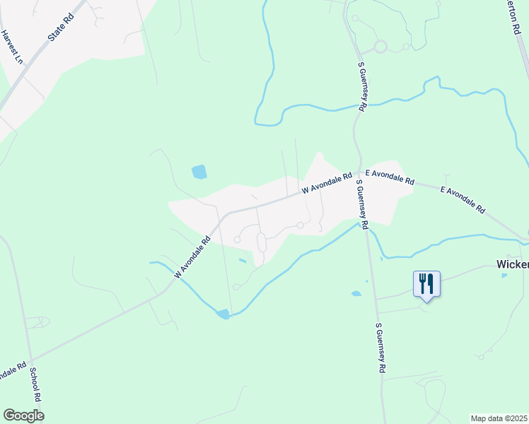 map of restaurants, bars, coffee shops, grocery stores, and more near 2 Radence Lane in West Grove