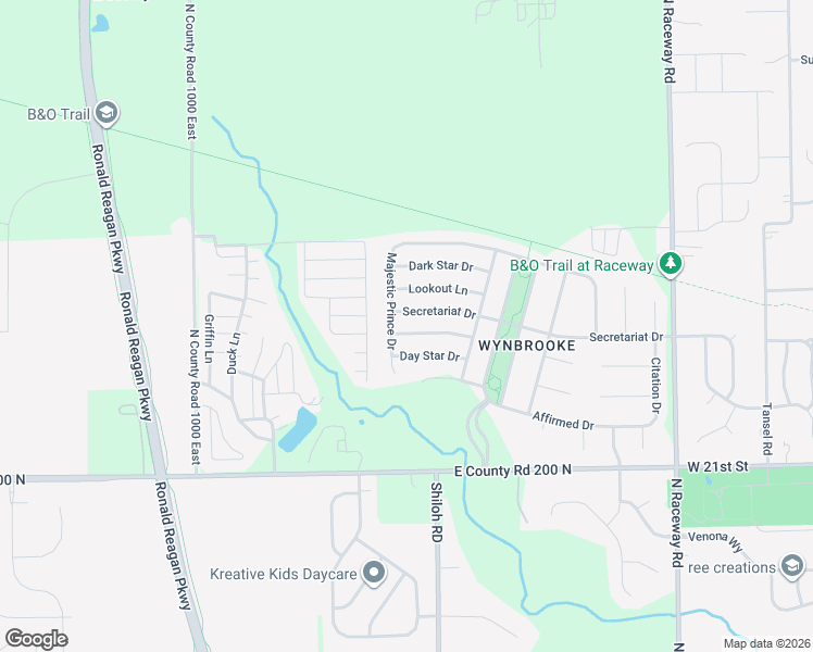 map of restaurants, bars, coffee shops, grocery stores, and more near 10457 Secretariat Drive in Indianapolis