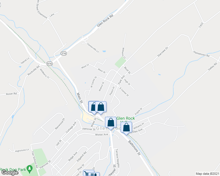 map of restaurants, bars, coffee shops, grocery stores, and more near 135 Church Street in Glen Rock