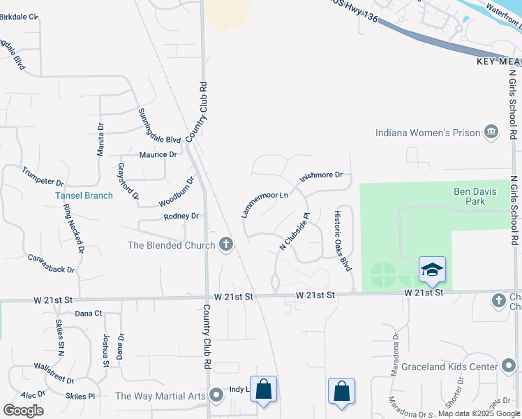 map of restaurants, bars, coffee shops, grocery stores, and more near 2334 Lammermoor Circle in Indianapolis