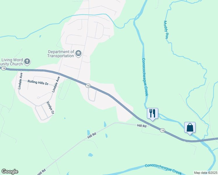 map of restaurants, bars, coffee shops, grocery stores, and more near 3281 Buchanan Trail West in Greencastle