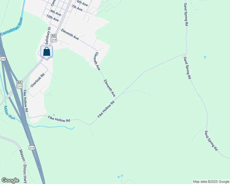 map of restaurants, bars, coffee shops, grocery stores, and more near 402 Eleventh Avenue in Meyersdale