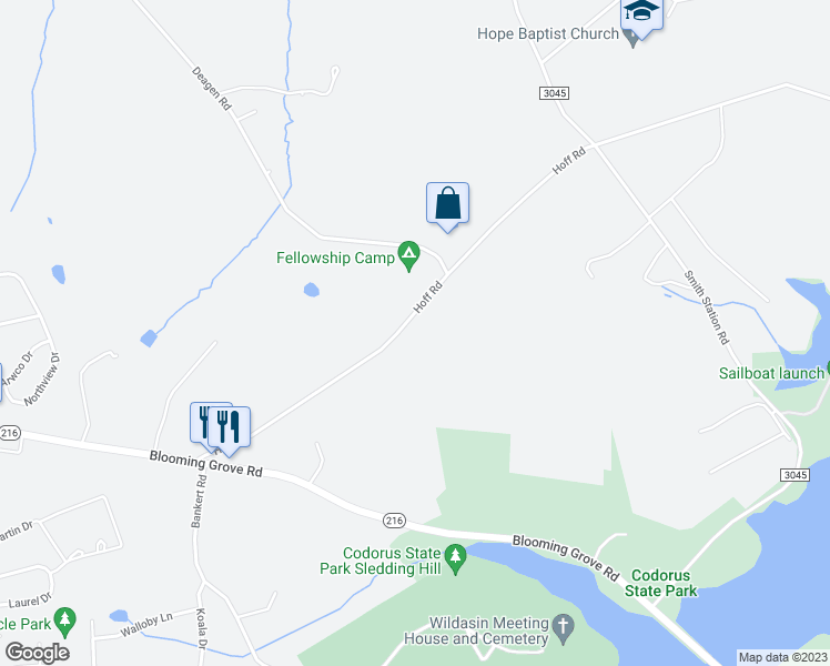 map of restaurants, bars, coffee shops, grocery stores, and more near 1243 Hoff Road in Hanover
