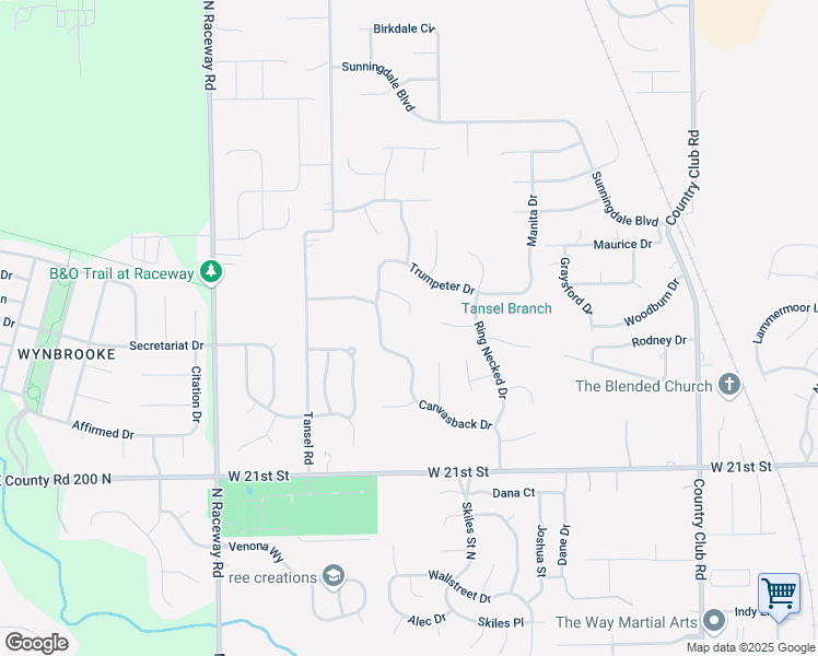 map of restaurants, bars, coffee shops, grocery stores, and more near 8830 Trumpeter Court in Indianapolis