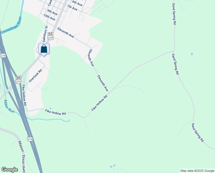 map of restaurants, bars, coffee shops, grocery stores, and more near 402 Eleventh Avenue in Meyersdale