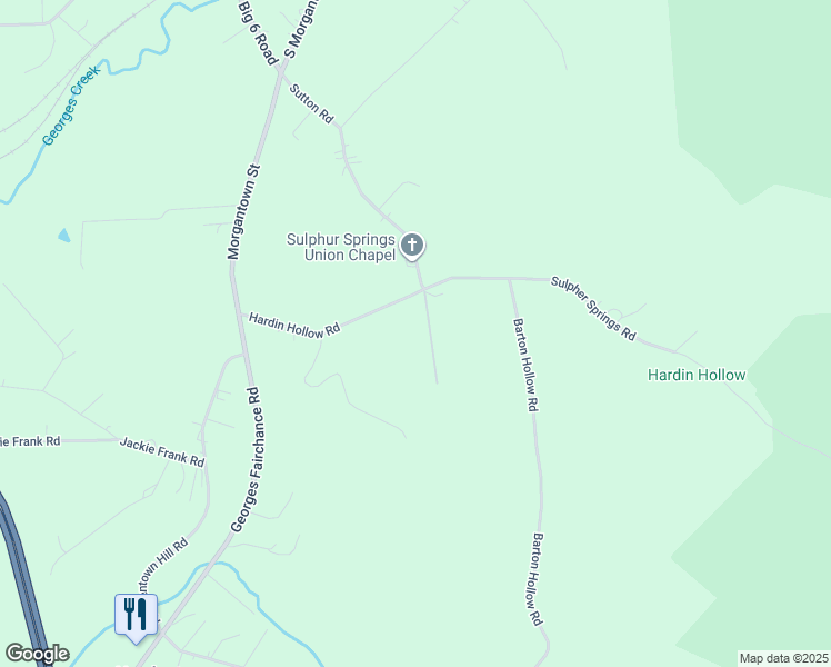 map of restaurants, bars, coffee shops, grocery stores, and more near 154 Hardin Hollow Rd in Smithfield