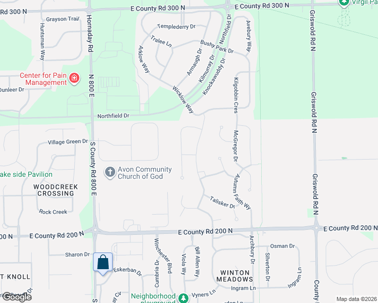 map of restaurants, bars, coffee shops, grocery stores, and more near 8454 Brookhaven Lane in Avon