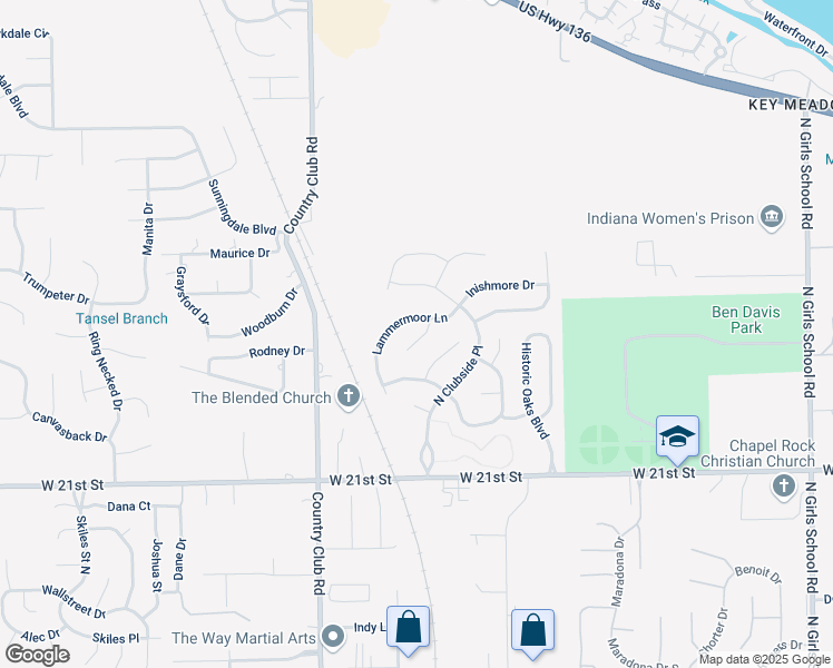 map of restaurants, bars, coffee shops, grocery stores, and more near 2334 Lammermoor Circle in Indianapolis