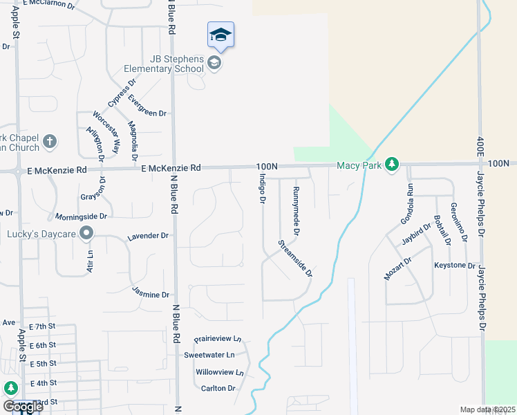 map of restaurants, bars, coffee shops, grocery stores, and more near 920 Indigo Drive in Greenfield