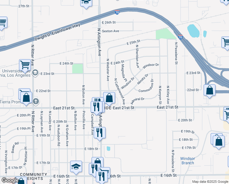 map of restaurants, bars, coffee shops, grocery stores, and more near 6039 Windsor Drive in Indianapolis